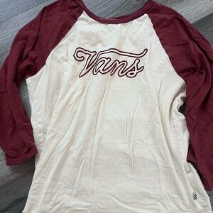 Burgundy and Cream Vans Baseball T